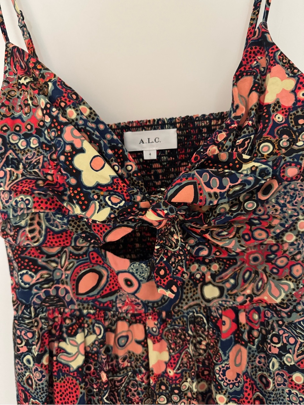 A.L.C. Floral Paisley Maxi Dress in Black and Coral - Picture 2 of 4